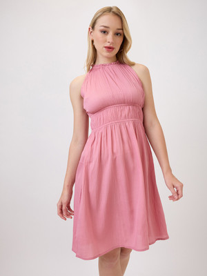 AmarAsha Women Fit and Flare Pink Knee Length Dress