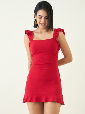 METRONAUT Women Bodycon Red Mini/Short Dress