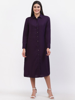 Delis Women Shirt Purple Midi/Calf Length Dress