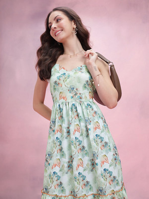 Dressberry Women Empire Waist Green Midi/Calf Length Dress