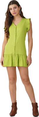 HERE&NOW Women Fit and Flare Brown Knee Length Dress