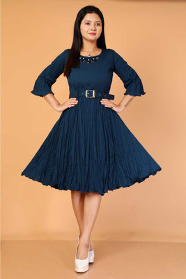 DENIM DUTSON Women Ethnic Dress Purple Below Knee Dress