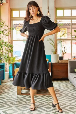 Sheetal Associates Women Fit and Flare Black Dress