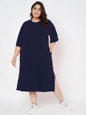 BRINNS Women A-line Blue Below Knee Dress