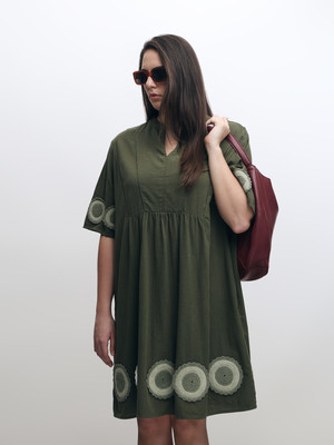 Vero Moda Curve Women Fit and Flare Green Mini/Short Dress