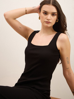 ZUMMER Women Bodycon Black Midi/Calf Length Dress