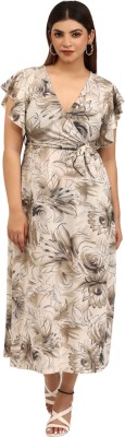 one soul Women A-line Beige, Brown Dress