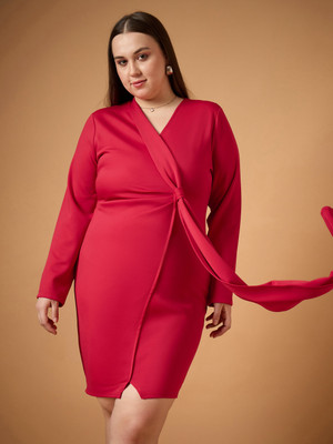 SASSAFRAS Curve Women A-line Red Above Knee/Mid Thigh Length Dress