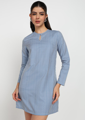 Asami Women A-line Blue Above Knee/Mid Thigh Length Dress
