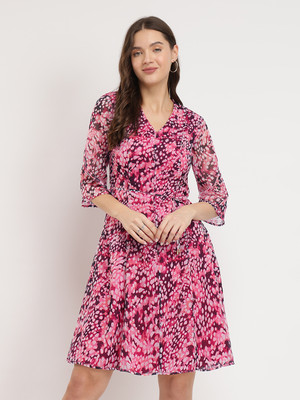 Fable Street Women A-line Pink Above Knee/Mid Thigh Length Dress