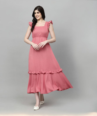 AAYU Women Maxi Pink Midi/Calf Length Dress