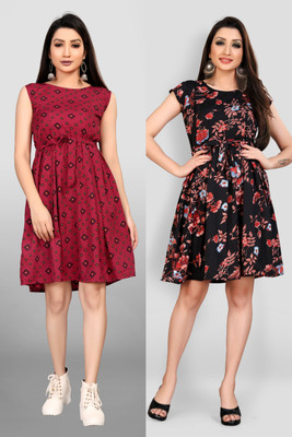 MAA FAB Women A-line Multicolor Knee Length Dress