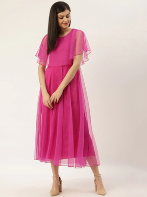 U&F Women Maxi Pink Full Length Dress
