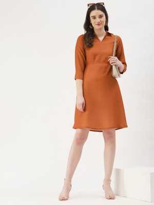 Dressberry Women A-line Orange Dress