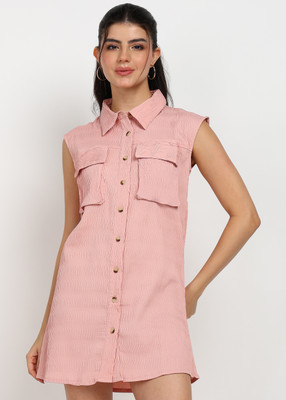 Asami Women Shirt Orange Above Knee/Mid Thigh Length Dress