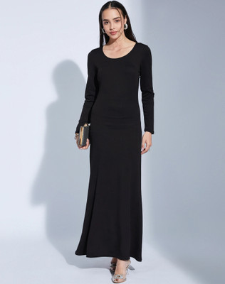 Selvia Women Bodycon Black Maxi/Full Length Dress