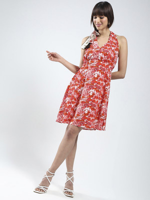 Sera Women Fit and Flare Pink Mini/Short Dress