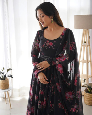 Femvy Flared/A-line Gown(Black)