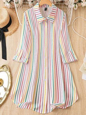 Honky Tonky Women Shirt White Knee Length Dress