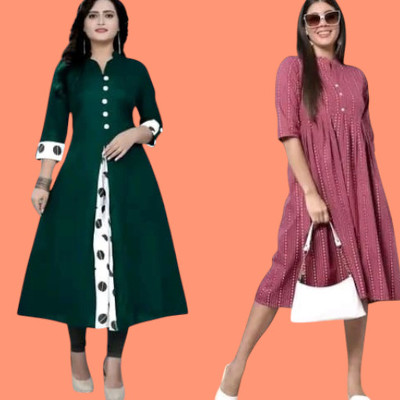 Db Fashionpo Women A-line Green, Maroon Maxi/Full Length Dress