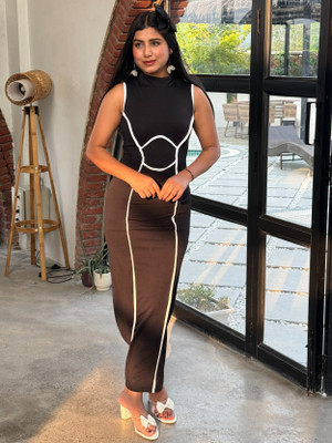 TANDUL Women Bodycon Black Maxi/Full Length Dress