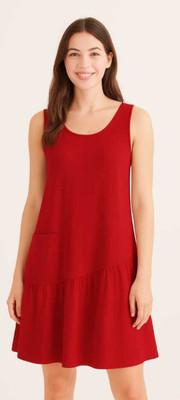 Sands Apparel Women A-line White Above Knee/Mid Thigh Length Dress