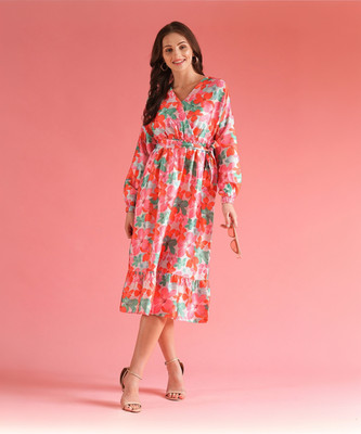 Globus Women Fit and Flare Multicolor Midi/Calf Length Dress