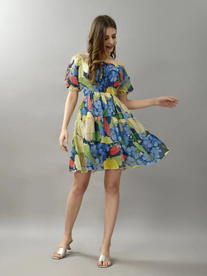 Attire Empire Women Fit and Flare Green Above Knee/Mid Thigh Length Dress
