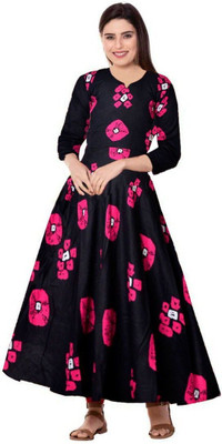 HouseOfCommon Women Maxi Black, Pink, White Full Length Dress