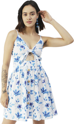 moomaya Women A-line Blue Above Knee/Mid Thigh Length Dress