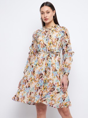 MADAME Women Fit and Flare Multicolor Dress