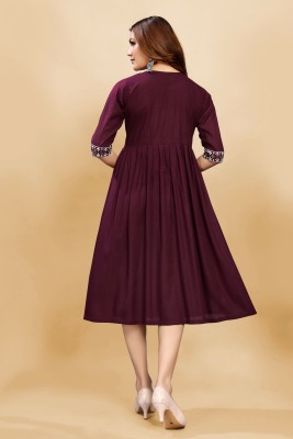 HouseOfCommon Women Maxi Maroon, Black Dress