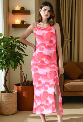 Moshe Women A-line Red, Pink Midi/Calf Length Dress