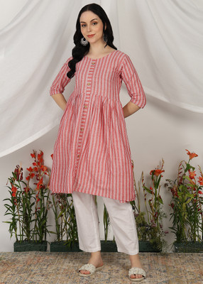 Moda Rapido Women Printed Anarkali Kurta(Pink)
