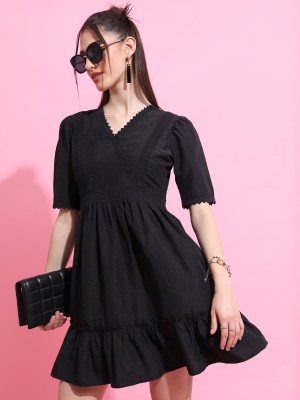 Tokyo Talkies Women A-line Black Dress