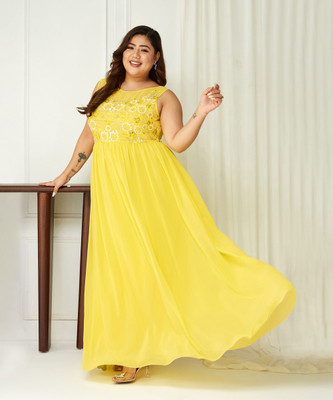 Miss Chase Women Maxi Yellow Full Length Dress