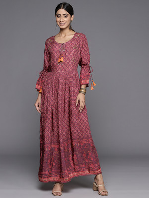 Varanga Women A-line Pink Midi/Calf Length Dress