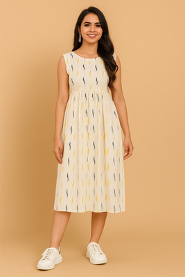 METRONAUT Women A-line White Midi/Calf Length Dress