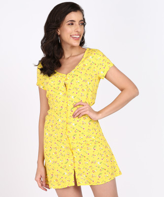 I Saw It First Women Shift Yellow Above Knee/Mid Thigh Length Dress