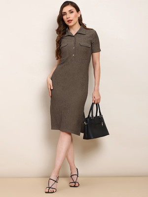 Globus Women Shirt Brown Midi/Calf Length Dress