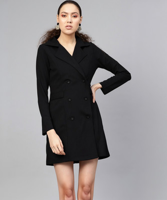 SASSAFRAS Women A-line Black Above Knee/Mid Thigh Length Dress