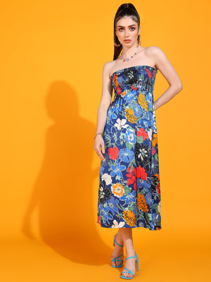miss haute Women A-line Multicolor Midi/Calf Length Dress
