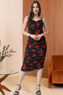 POPWINGS Women Bodycon Multicolor Midi/Calf Length Dress