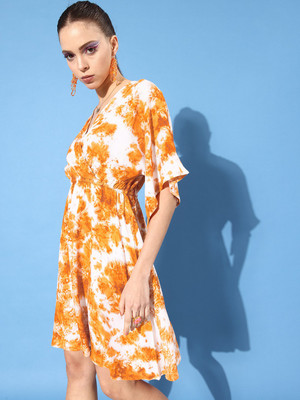 KASSUALLY Women Fit and Flare White Above Knee/Mid Thigh Length Dress