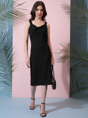 Tokyo Talkies Women Bodycon Black Knee Length Dress