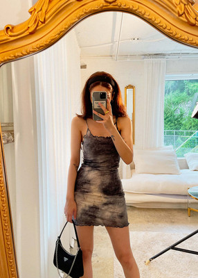 TANDUL Women Bodycon Grey, White Above Knee/Mid Thigh Length Dress