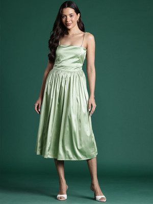 Dressberry Women Fit and Flare Green Midi/Calf Length Dress