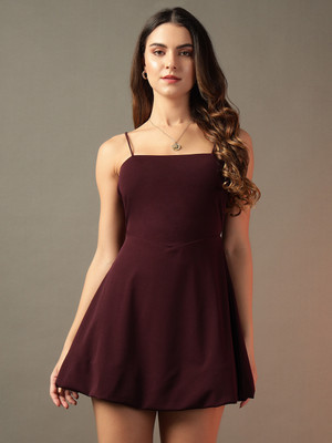 TREND ARREST Women Fit and Flare Red Mini/Short Dress