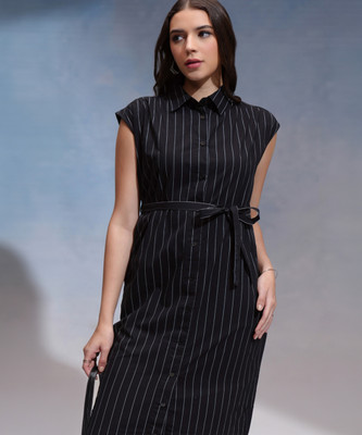 Tokyo Talkies Women A-line Black Midi/Calf Length Dress