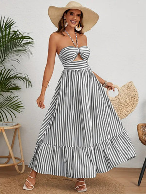 Burgstudio9 Women Ethnic Dress Black Knee Length Dress